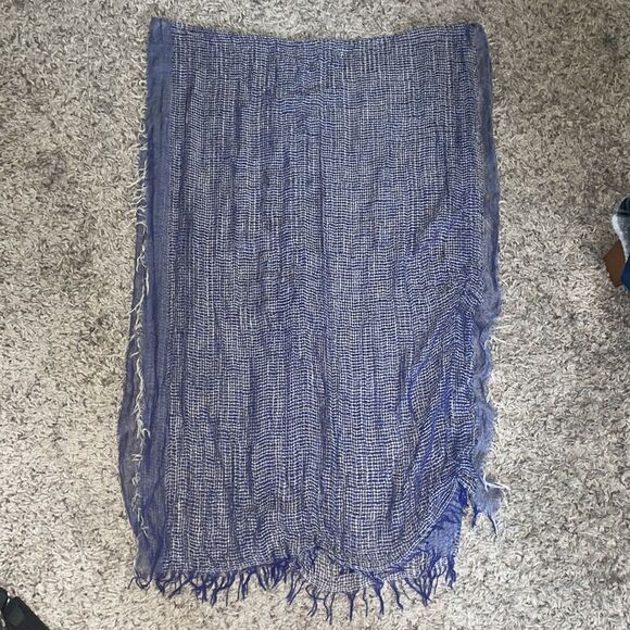 J Crew Beachy Wrap Scarf Blue & Beige - Picture 6 of 10